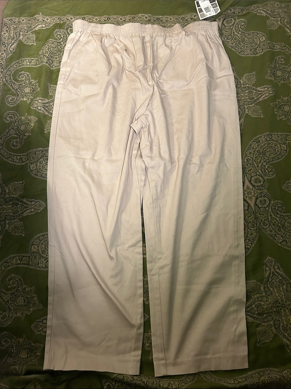 Briggs New York Women's Cream Elastic-Waist Chinos